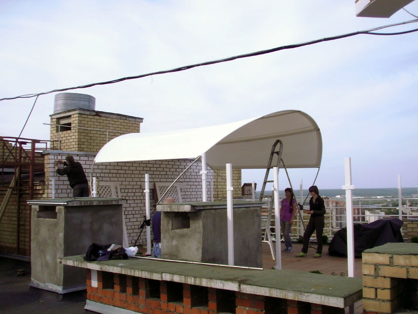 Тент-павильон на крыше 18-и этажного дома